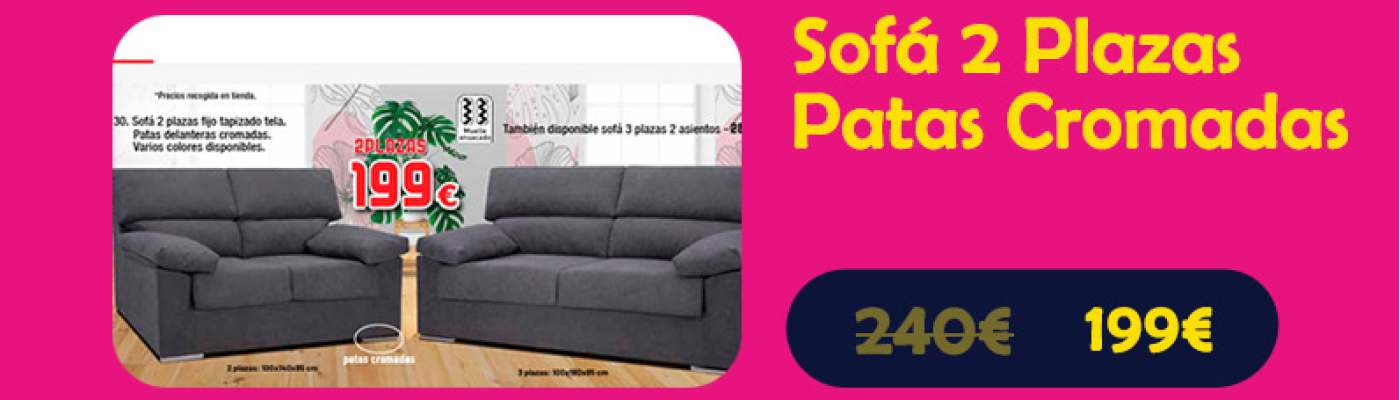 Sofá 2 Plazas Patas Cromadas