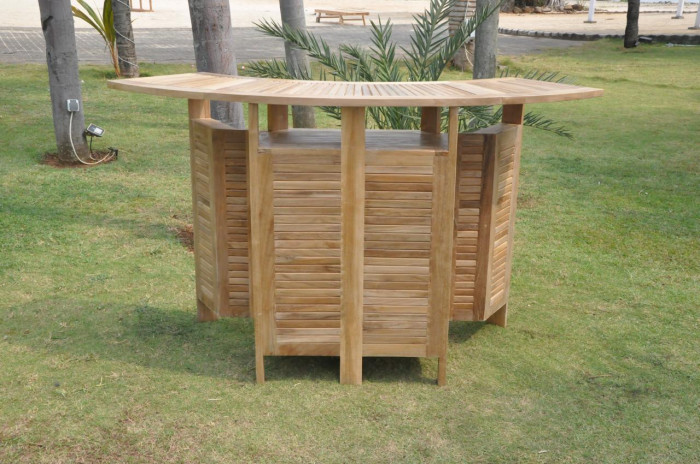 MUEBLE BAR TECA 157X66X104 PLEGABLE NATURAL MARRON MB-8382